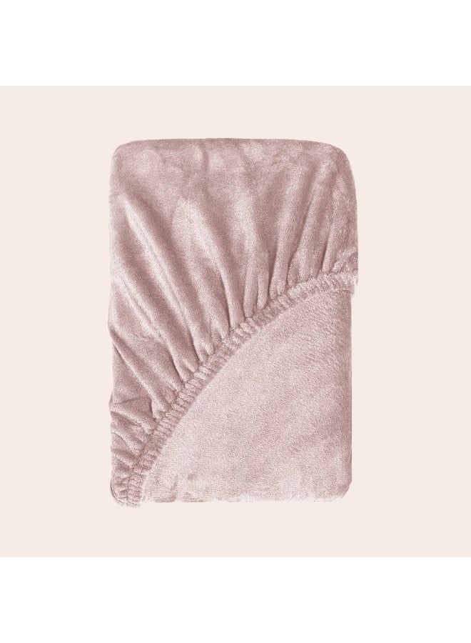 Morano Viva Luxury Velvet Fitted Sheet – Standard (120x200x25cm) – Ultra-Soft 100% Microfiber Bedding with All-Around Elastic & Easy-Fit Side Labels – Breathable & Wrinkle-Resistant (Blush) - Image 2